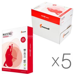Maestro Standart, упаковка 5 шт. х 500 аркушів, Папір А4, клас B+, 80 г/м2