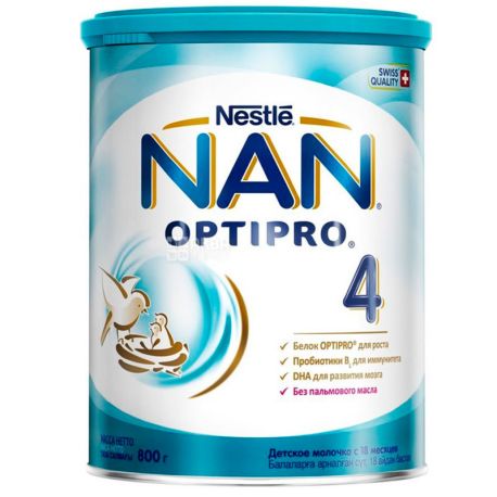 Nestle, NAN 4 Optipro, 800 g, Nestle, milk powder Mixture, from 18 months
