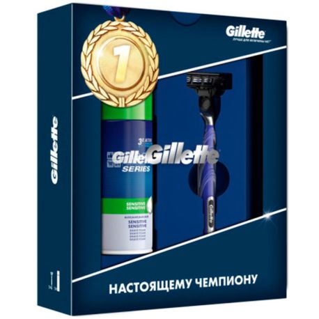 Gillette Series Sensitive, Подарочный набор для мужчин, Бритва Mach3 Start + Пена для бритья 100 мл