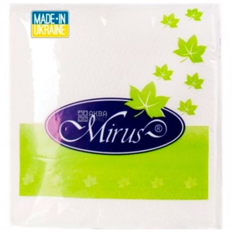 Mirus, 40 шт, Мирус, Серветки паперові, 3-шарові, 33х33 см, білі