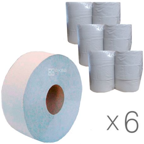 Bima Jumbo, упаковок 6 шт., 6 рул., Туалетная бумага Бима Джамбо, 1-слойная, 130 м, серый