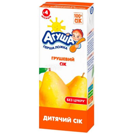 Агуша, 200 мл, Сок детский грушевый, осветленный, с 4-х месяцев