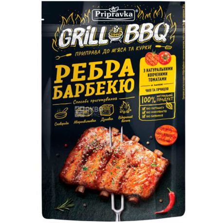 Pripravka, BBQ Ribs, 30 g, Seasoning for meat and chicken, with smoked tomatoes, chili and mustard