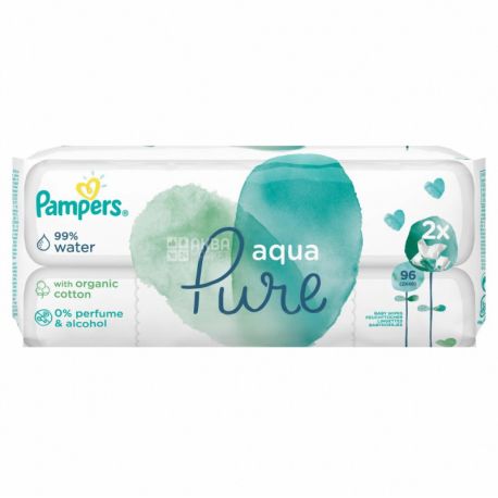 Pampers Aqua Pure, 96 шт., Памперс, Салфетки влажные детские 