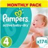 Pampers Active Baby, 174 pcs, Pampers, Active Baby diapers, Size 4, 9-14 kg