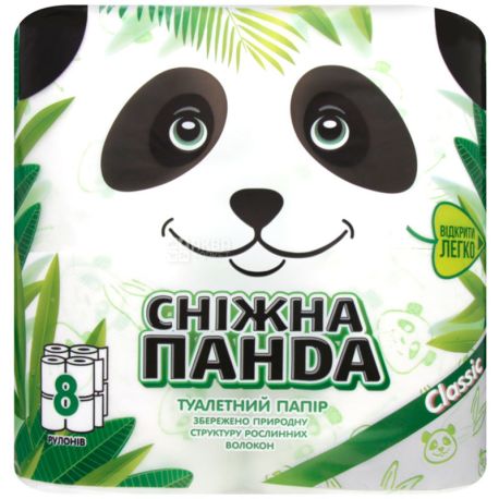 Снежная Панда, Classic, 8 рул., Туалетная бумага, Классик, 2-х слойная