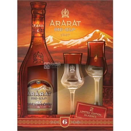 Ararat Ani, Коньяк + 2 бокала, 6 років, 0,7 л
