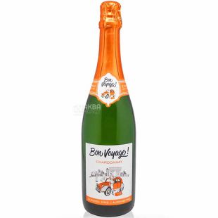 Bon Voyage Chardonnay, Вино игристое безалкогольное, белое, полусладкое, 0,75 л