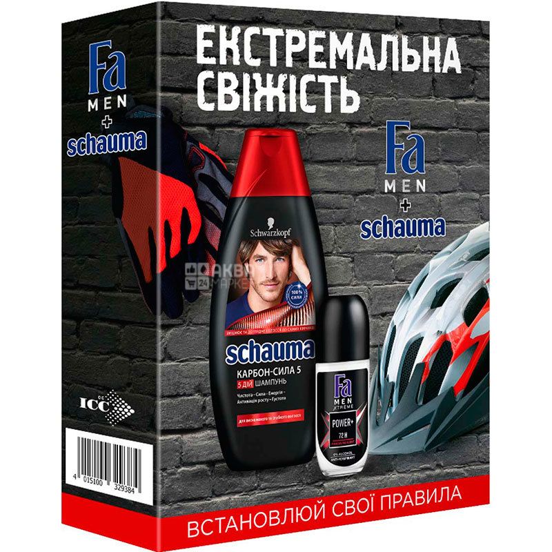 Buy Schauma Men Fa Men Extreme Freshness Gift Set For Men Shampoo 400 Ml Deodorant Roller 50 Ml With Delivery Price And R