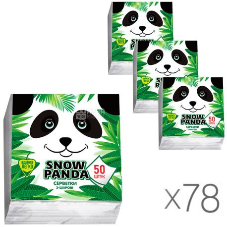 Snow Panda, 50 pcs., Packing 78 pcs., Table napkins, 2-ply, white, 24x24 cm