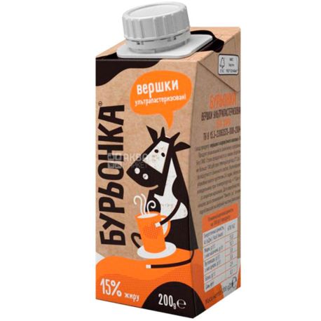 Burenka, 200 g, 15%, Cream, Ultra Pasteurized