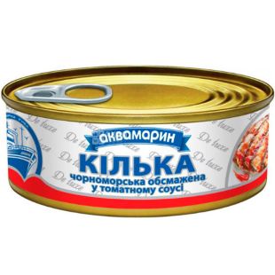 Аквамарин, 185 г, Килька обжаренная, в томатном соусе