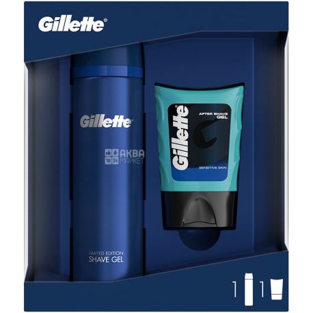 Gillette, Подарочный набор для мужчин, Гель для бритья 200 мл + Гель после бритья 75 мл