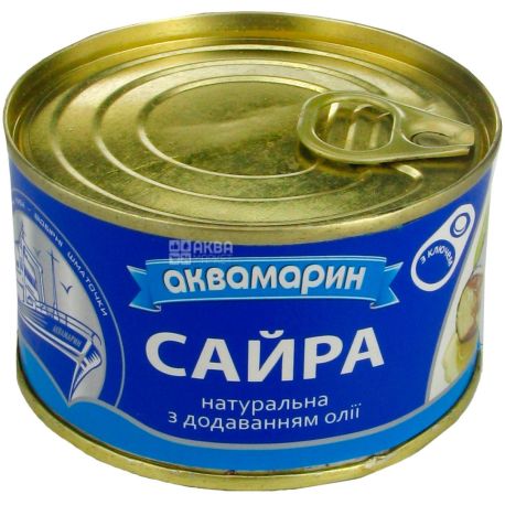 Аквамарин, 230 г, Сайра натуральная, с добавлением масла