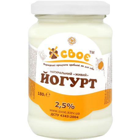Своє, 180 г, Йогурт натуральний, 2,5%