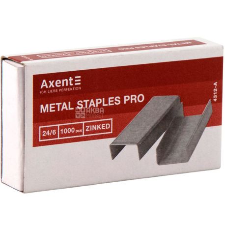 Axent Pro, Акцент Про, Скобы для степлера, 24/6, 1000 шт.