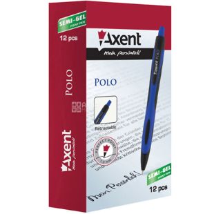 Axent Polo, Акцент Поло, Автоматическая масляная ручка, синяя, 12 шт.