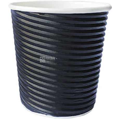 Paper cup, corrugated, black, D60, pack of 25 pcs., 110 ml