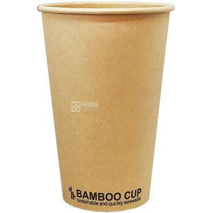 Стакан паперовий, одношаровий, бамбуковий, D90, упаковка 50 шт., 400 мл