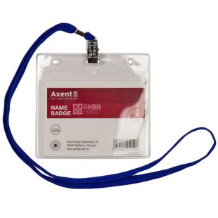 Axent, 100 х 80 мм, Бейдж горизонтальный, на шнурке