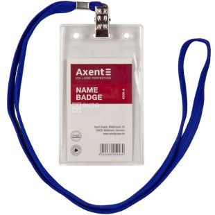 Axent, 55 х 85 мм, Бейдж вертикальный, на шнурке