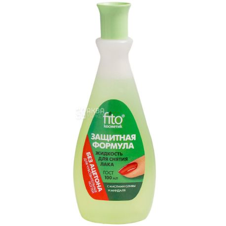 Fito Cosmetic, 100 ml, Nail polish remover, Olive oil and almonds, no acetone