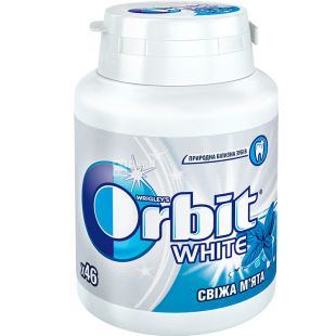 Orbit White, 46 г, Орбит Вайт, Жевательная резинка, Свежая мята, натуральное белье зубов