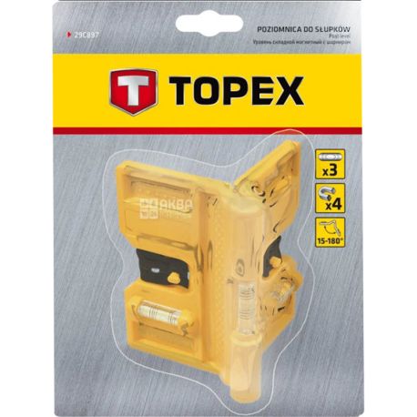 Topex, Уровень складной с шарниром, 3 капсулы
