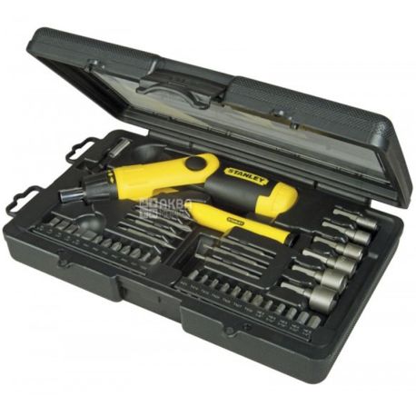 Stanley PISTOL GRIP RATCHET, Викрутка з тріскачкою та насадками і пістолетною рукояткою