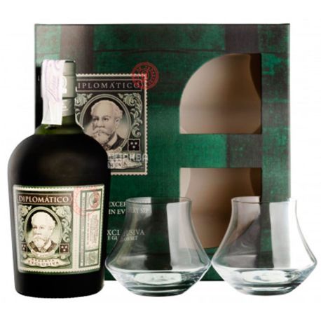 Diplomatico, Reserva Exclusiva, Ром в подарунковій упаковці + 2 келихи, 0,7 л