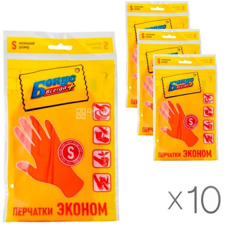 Бонус, упаковка 10 шт., Рукавички універсальні, розмір S