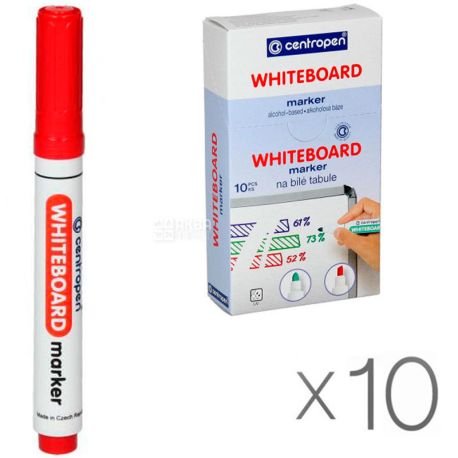 Centropen, pack of 10 PCs., marker for boards, red, 2.5 mm