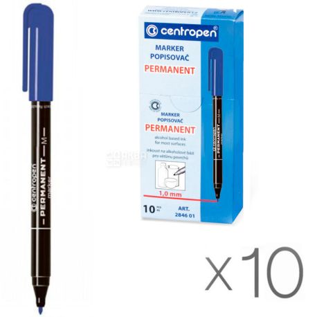 Centropen, pack of 10 PCs, permanent marker, blue, 1 mm