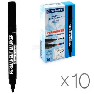 Centropen, упаковка 10 шт., Маркер перманентний, чорний, 2,5 мм