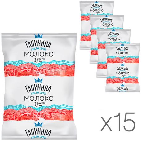 Галичина, 900 г, 3,2%, Молоко, Ультрапастеризоване, Упаковка 15 шт.
