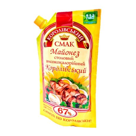 Королівський смак, 67% 360 г, майонез, Королівський, столовий, дой-пак