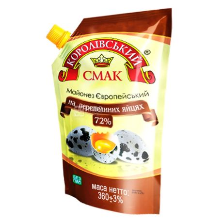 Королівський смак, 360 г, майонез, 72% Европейский на перепелиных яйцах, дой-пак