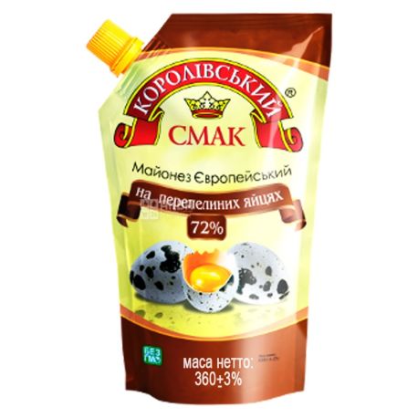 Королівський смак, 360 г, майонез, 72% Европейский на перепелиных яйцах, дой-пак