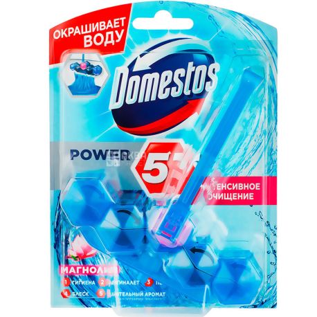 Domestos Power 5, Квітковий букет, Туалетний блок, 53 г