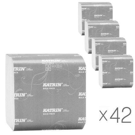 Katrin Plus, 42 упаковки по 200 листов, Туалетная бумага Катрин Плюс, 2-х слойная, 25,5х9,9 см