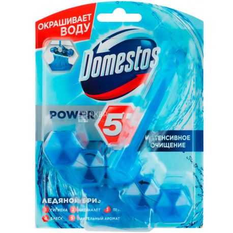 Domestos Power 5, Свіжість океану, Туалетний блок, 53 г
