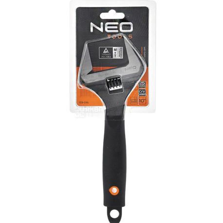 Neo Tools, Разводной ключ с диапазоном 0-50 мм, 25 см