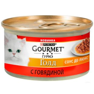 Gourmet, 85 г, корм для котов, с говядиной, Gold