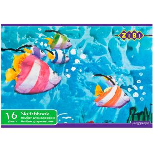 Zibi Kids Line, 16 л, Альбом для рисования на скобе, А4, 120 г/м2