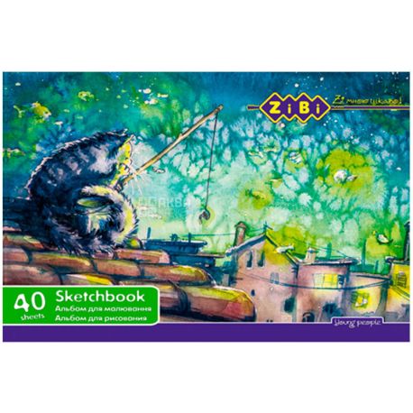 Zibi Kids Line, 40 л, Альбом для рисования на пружине, А4, 120 г/м2