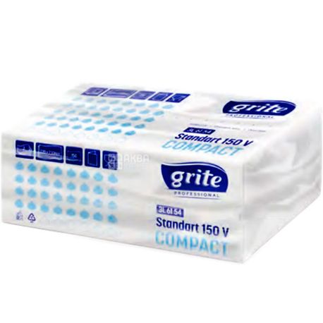 Grite, Standart Compact, 150 листов, Грите, Бумажные полотенца, 2-х слойные, V-сложения