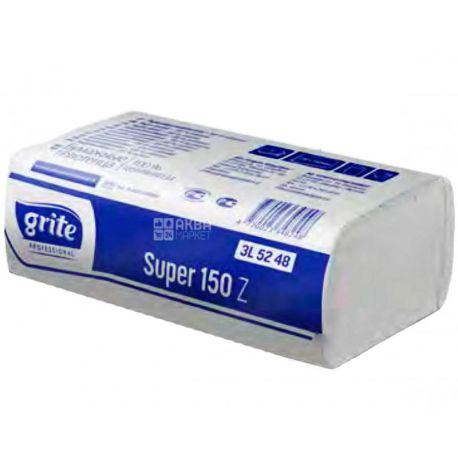 Grite, Super Z, 150 листов, Грите, Бумажные полотенца, 2-х слойные, Z-сложения