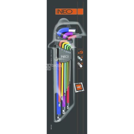 Neo Tools, Set of hex keys with color code, 9 pcs.