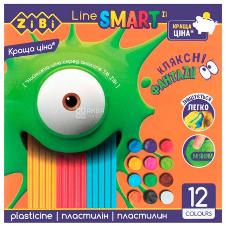 ZiBi, 240 г, Пластилін, 12 кольорів
