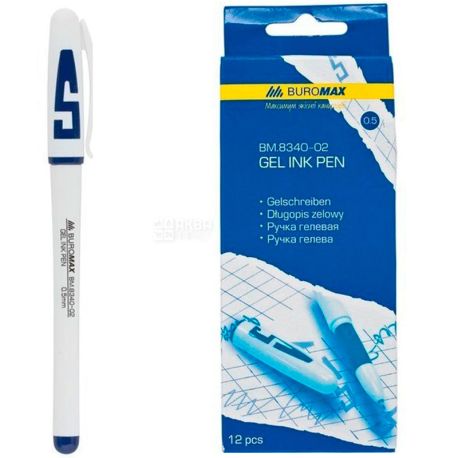 Buromax, Gel pen, blue, 0.5 mm, package 12 pcs.